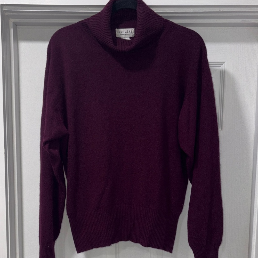 Sutton Studio 100% Cashmere Deep Purple Turtleneck Sweater
